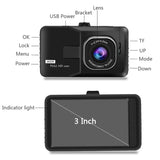 Dual Dash Cam - Front AND Rear Recording | Full HD 1080P | 140-Degree Wide-Angle Video | Night Vision | G-Sensor