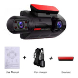 Dual Dash Cam - Front AND Rear/Interior Recording | Full HD 1080P | 120-Degree Wide-Angle Video | Night Vision | G-Sensor | GPS |