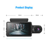 Dual Dash Cam - Front AND Rear/Interior Recording | Full HD 1080P | 120-Degree Wide-Angle Video | Night Vision | G-Sensor | GPS |