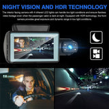 Dual Dash Cam - Front AND Rear/Interior Recording | Full HD 1080P | 120-Degree Wide-Angle Video | Night Vision | G-Sensor | GPS |